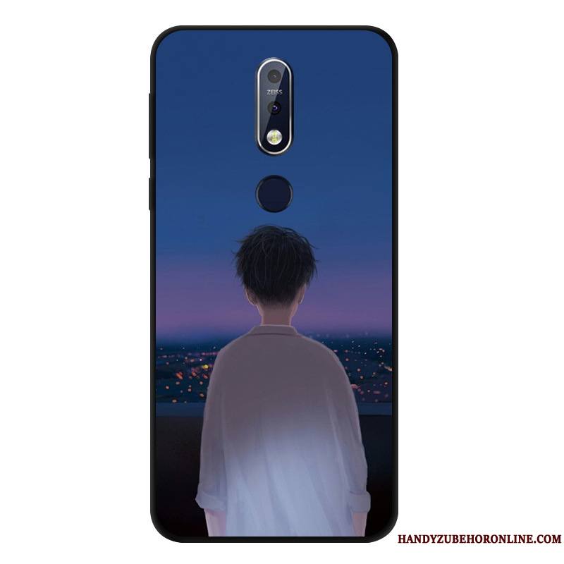 Nokia 7.1 Silicone Fluide Doux Coque De Téléphone Incassable Protection Étui Noir