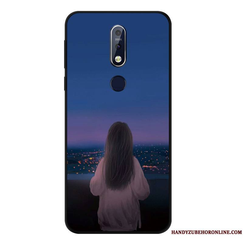 Nokia 7.1 Silicone Fluide Doux Coque De Téléphone Incassable Protection Étui Noir