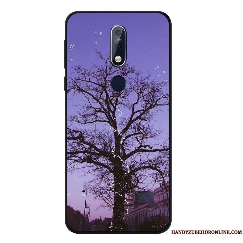 Nokia 7.1 Silicone Fluide Doux Coque De Téléphone Incassable Protection Étui Noir