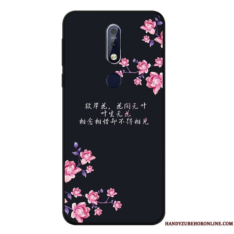 Nokia 7.1 Silicone Fluide Doux Coque De Téléphone Incassable Protection Étui Noir