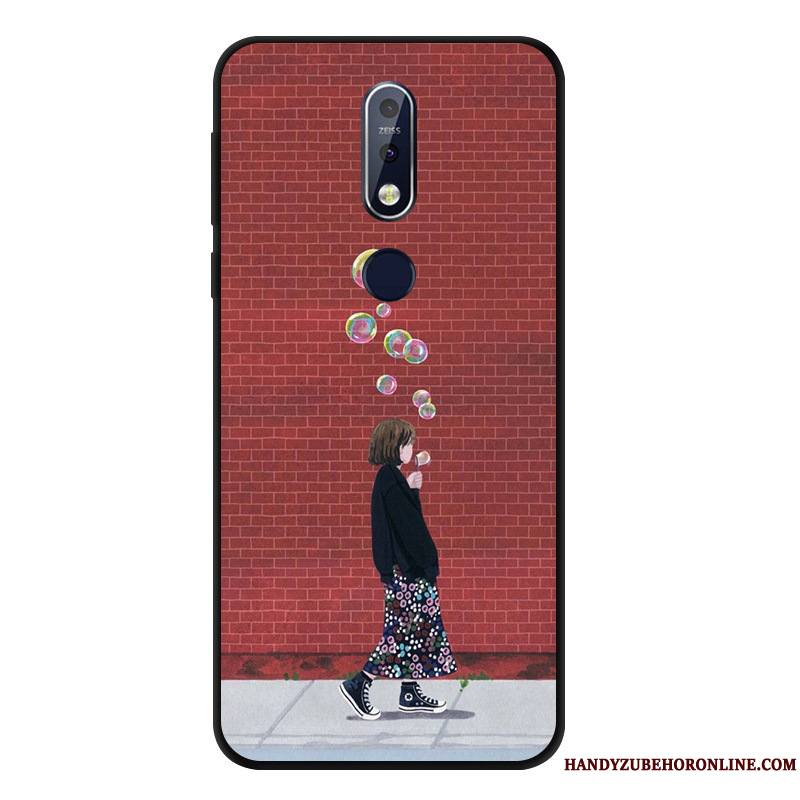 Nokia 7.1 Silicone Fluide Doux Coque De Téléphone Incassable Protection Étui Noir