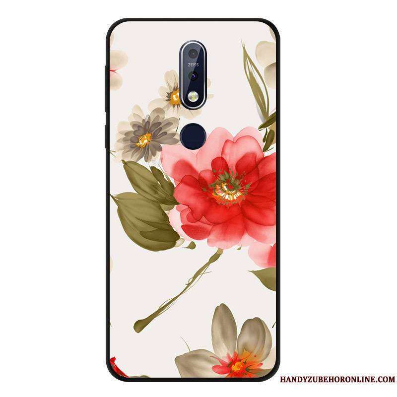 Nokia 7.1 Silicone Fluide Doux Coque De Téléphone Incassable Protection Étui Noir