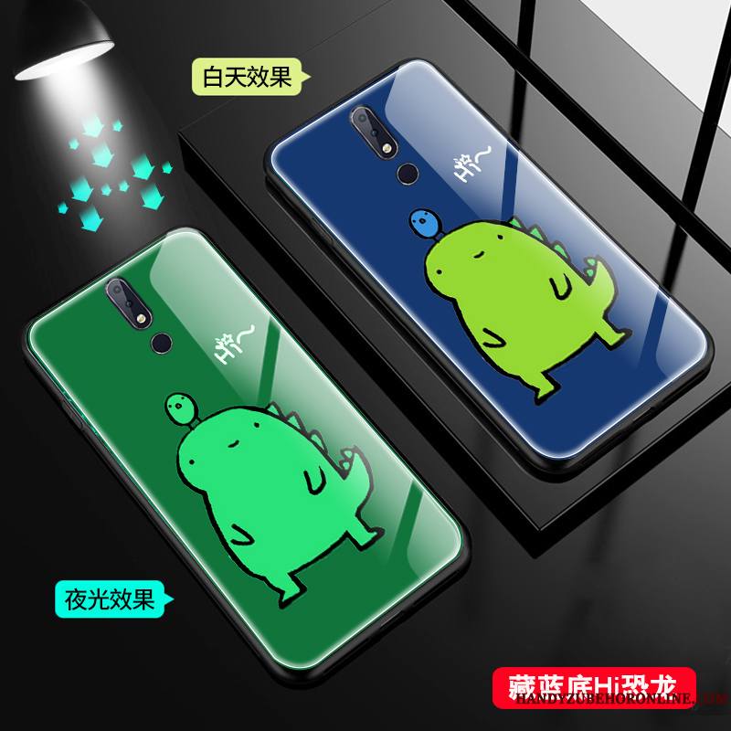 Nokia 7.1 Verre Lumineuses Dragon Coque De Téléphone Amoureux Petit