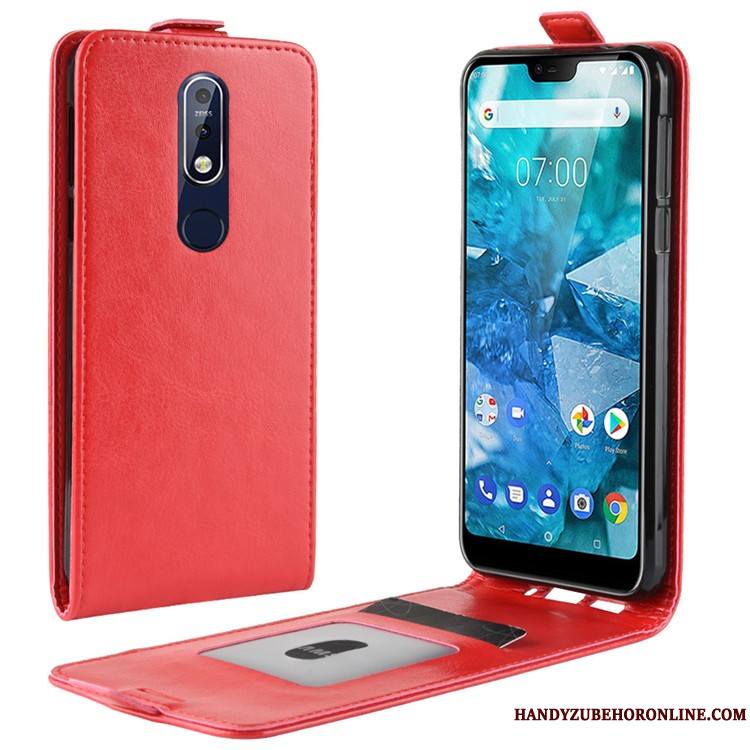 Nokia 7.1 Étui Coque Rouge Étui En Cuir Protection De Téléphone Téléphone Portable