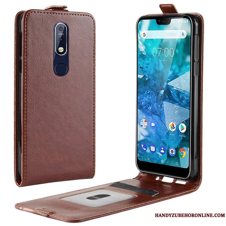 Nokia 7.1 Étui Coque Rouge Étui En Cuir Protection De Téléphone Téléphone Portable