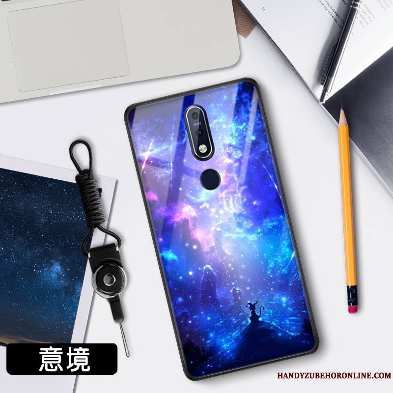 Nokia 7.1 Étui Incassable Protection Miroir Tendance Coque Ciel Étoilé