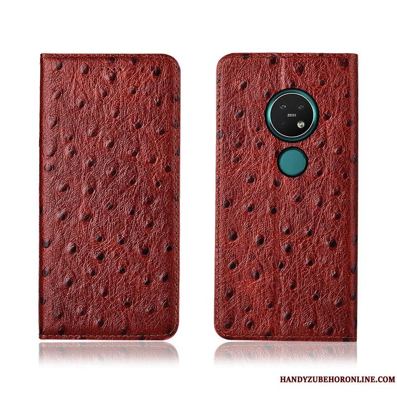 Nokia 7.2 Coque Clamshell Rouge Étui En Cuir Téléphone Portable Incassable Modèle Fleurie Protection