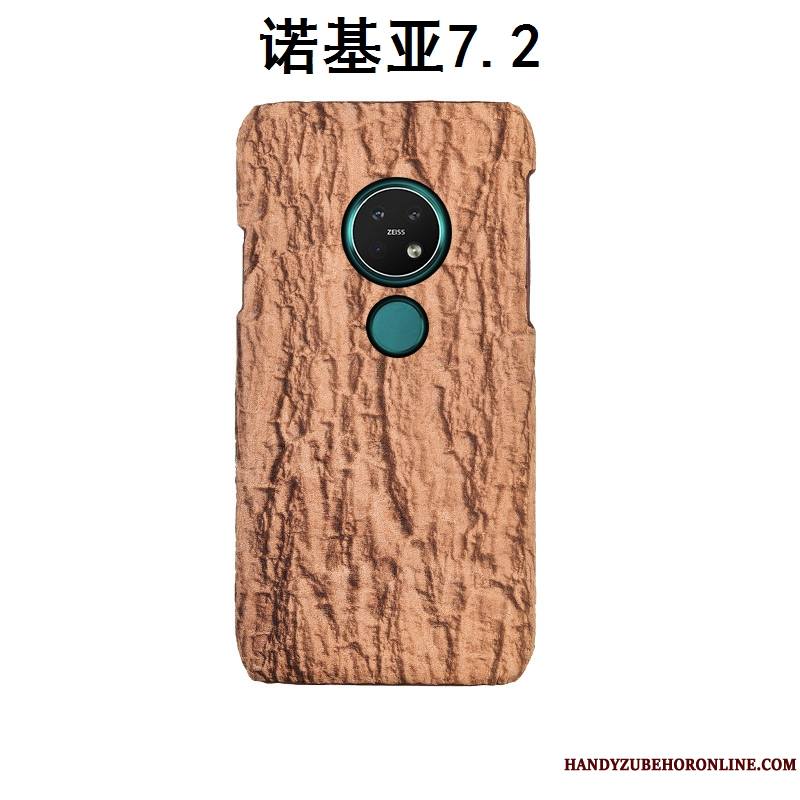 Nokia 7.2 Coque Couvercle Arrière Cuir Véritable Mode Incassable Protection Arbres Téléphone Portable