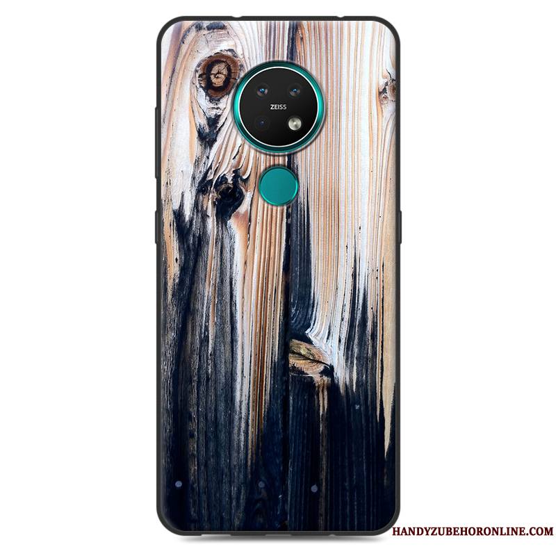 Nokia 7.2 Coque Grain De Bois Personnalité Protection Silicone Grand Ornements Suspendus Étui