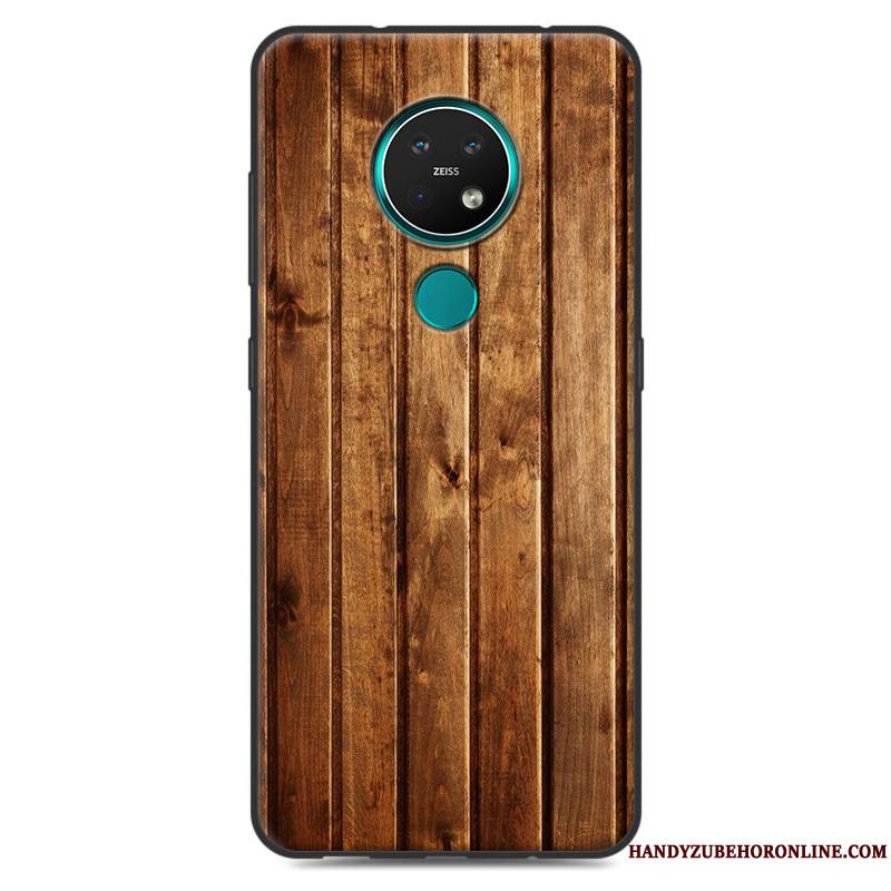 Nokia 7.2 Coque Grain De Bois Personnalité Protection Silicone Grand Ornements Suspendus Étui