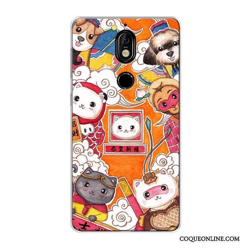 Nokia 7 Coque De Téléphone Personnalisé Chiens Tout Compris Délavé En Daim Fluide Doux Chat