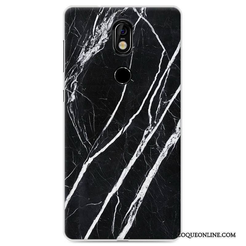 Nokia 7 Coque Grain De Bois Silicone Tout Compris Protection Créatif Blanc Étui