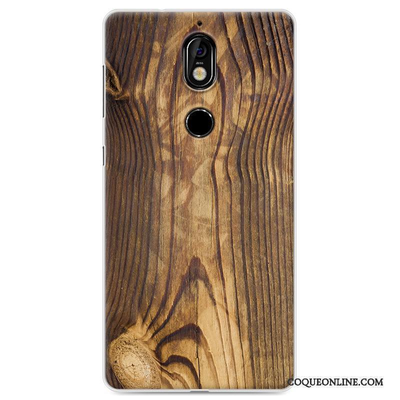 Nokia 7 Coque Grain De Bois Silicone Tout Compris Protection Créatif Blanc Étui