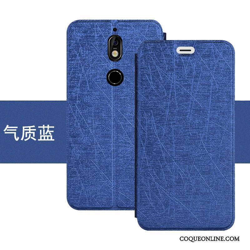 Nokia 7 Coque Housse Support Bleu Couleur Tout Compris Étui En Cuir Protection