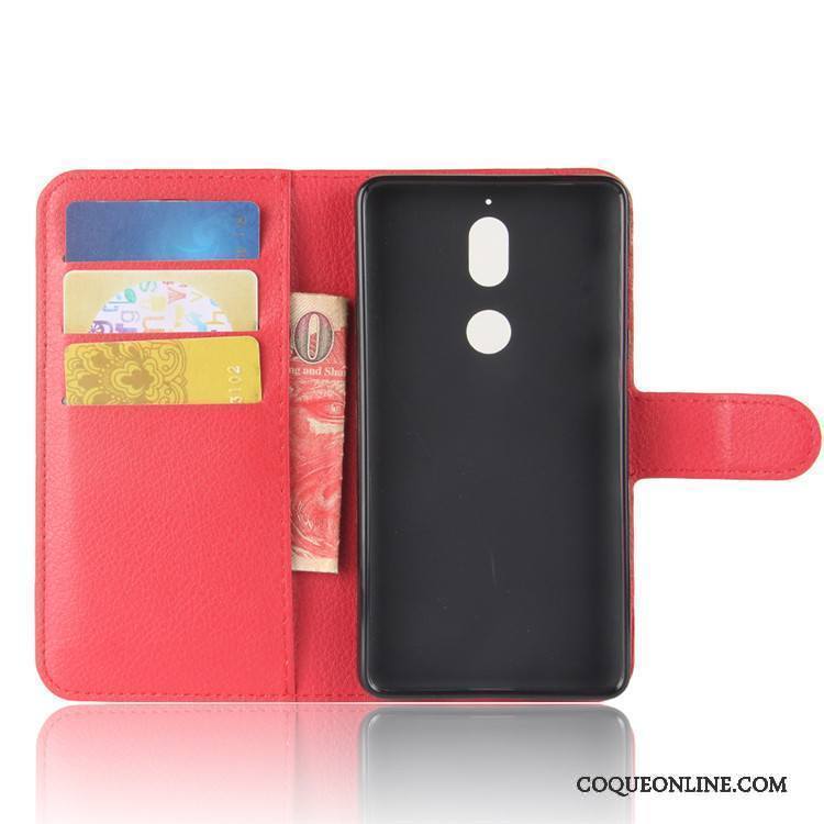 Nokia 7 Coque Portefeuille Vintage De Téléphone Étui Protection Rouge