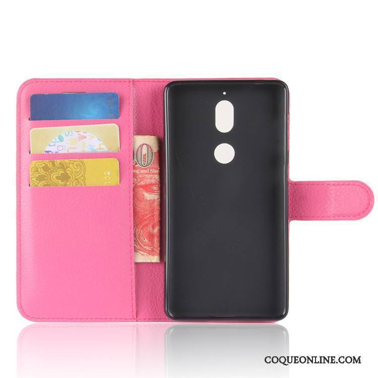 Nokia 7 Coque Portefeuille Vintage De Téléphone Étui Protection Rouge