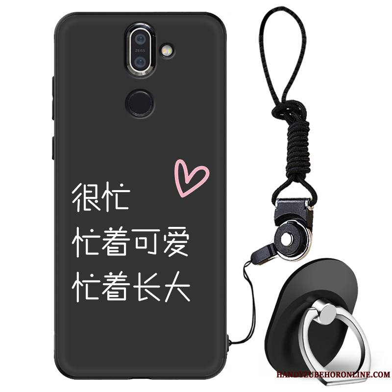 Nokia 7 Plus Coque Silicone Fluide Doux Amoureux Incassable Noir Étui Délavé En Daim