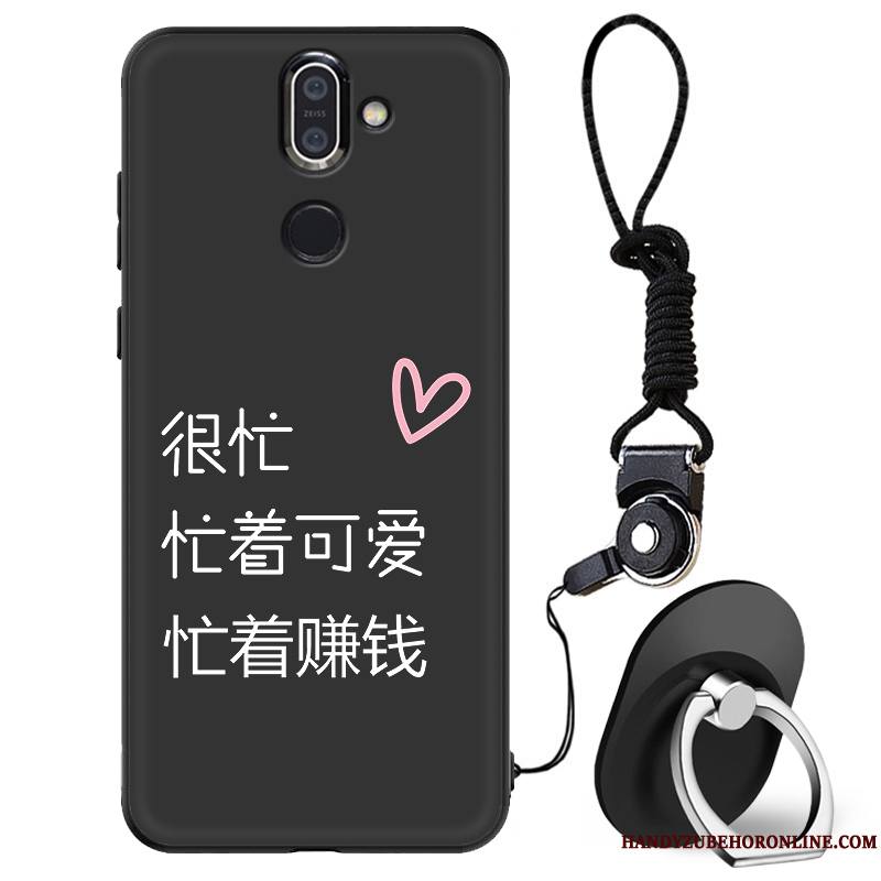 Nokia 7 Plus Coque Silicone Fluide Doux Amoureux Incassable Noir Étui Délavé En Daim