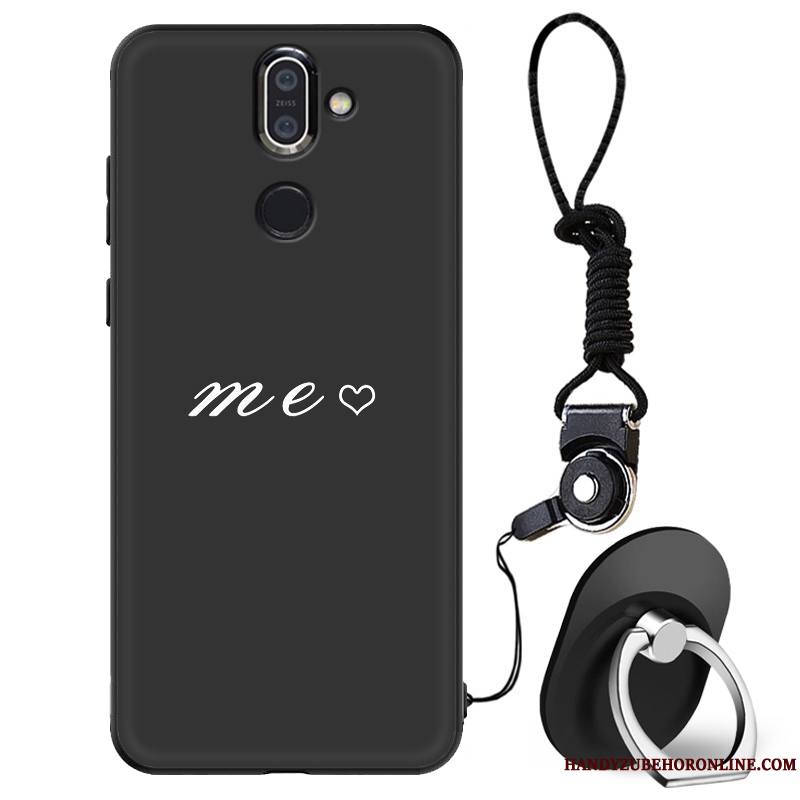 Nokia 7 Plus Coque Silicone Fluide Doux Amoureux Incassable Noir Étui Délavé En Daim