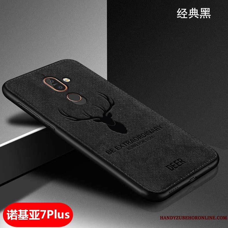 Nokia 7 Plus Incassable Protection Étui Créatif Tissu Modèle Fleurie Coque De Téléphone