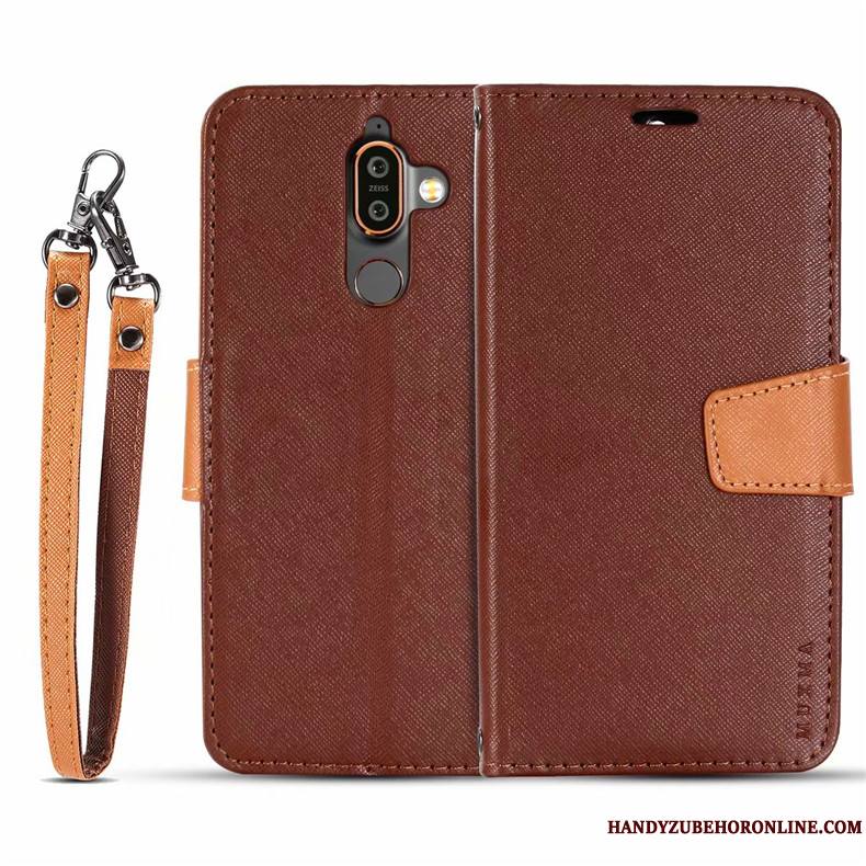 Nokia 7 Plus Protection Coque De Téléphone Rouge Étui En Cuir Clamshell Pu