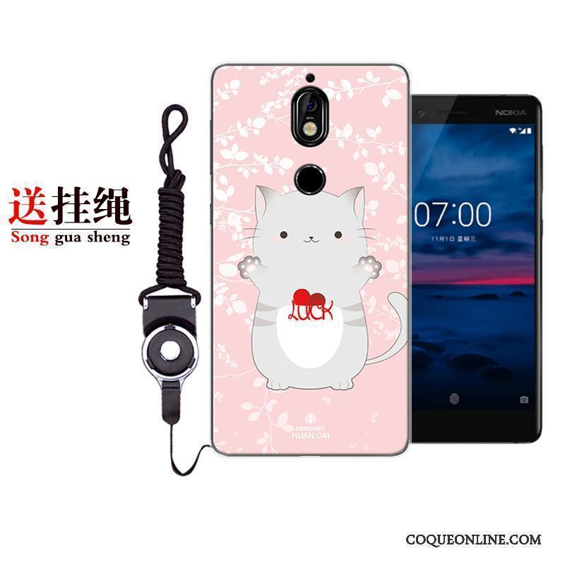 Nokia 7 Protection Fluide Doux Étui Coque De Téléphone Incassable Rose Dessin Animé