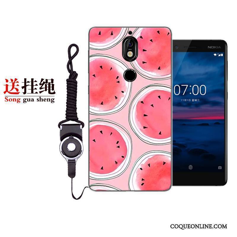 Nokia 7 Protection Fluide Doux Étui Coque De Téléphone Incassable Rose Dessin Animé