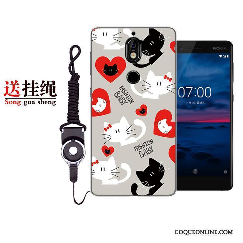 Nokia 7 Protection Fluide Doux Étui Coque De Téléphone Incassable Rose Dessin Animé