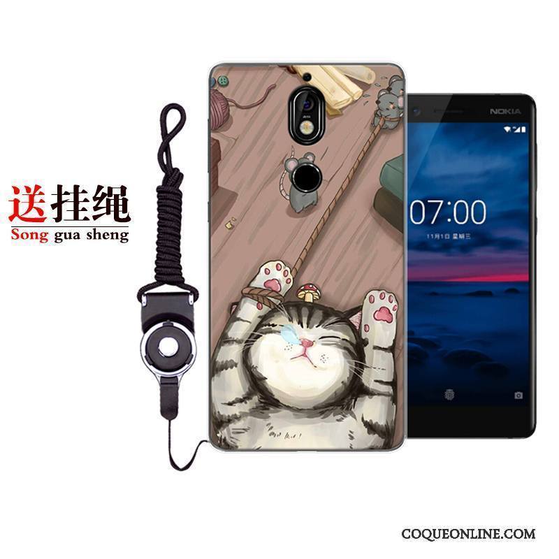 Nokia 7 Protection Fluide Doux Étui Coque De Téléphone Incassable Rose Dessin Animé