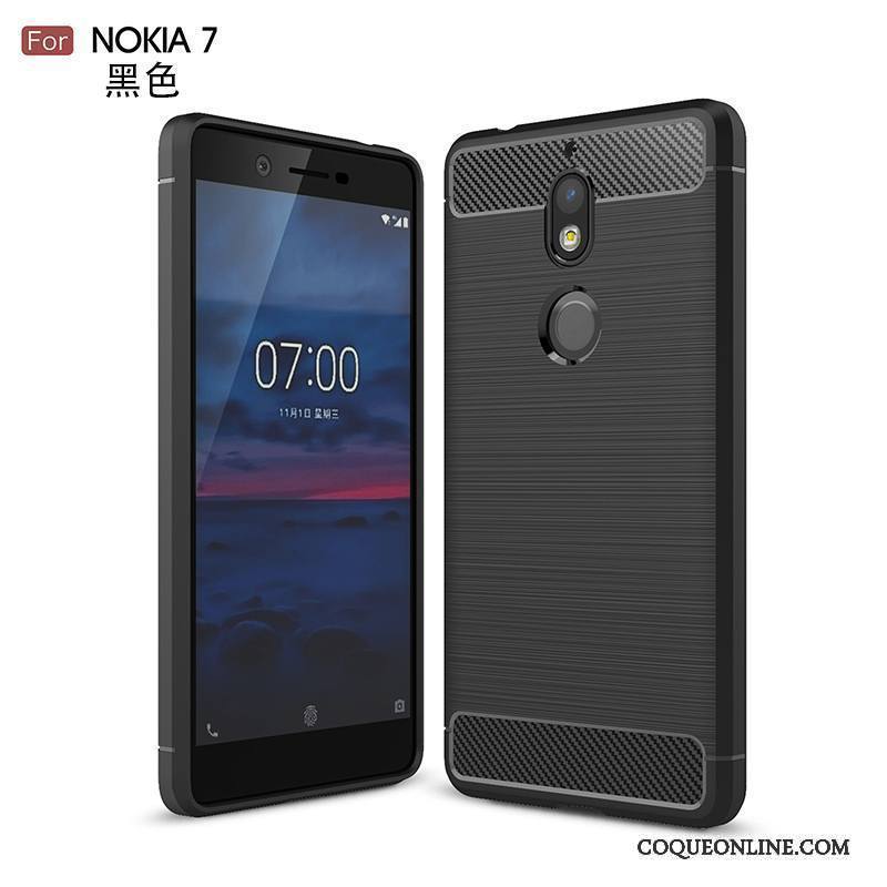 Nokia 7 Étui Fluide Doux Coque De Téléphone Incassable Tout Compris Silicone Noir