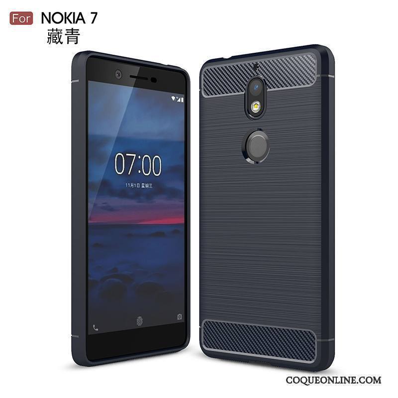 Nokia 7 Étui Fluide Doux Coque De Téléphone Incassable Tout Compris Silicone Noir