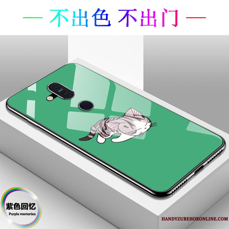 Nokia 8.1 Dessin Animé Personnalité Tout Compris Verre Bleu Coque De Téléphone Étui