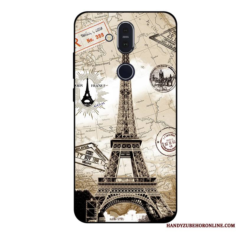 Nokia 8.1 Silicone Gris Incassable Dessin Animé Coque De Téléphone Personnalisé Fluide Doux