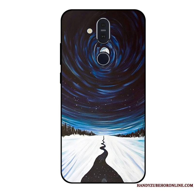 Nokia 8.1 Silicone Gris Incassable Dessin Animé Coque De Téléphone Personnalisé Fluide Doux