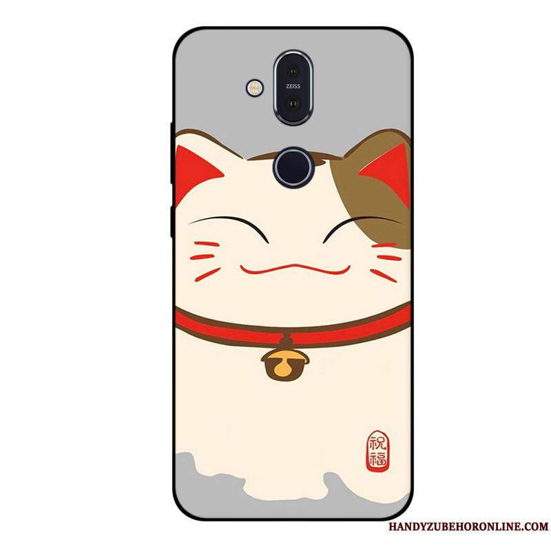 Nokia 8.1 Silicone Gris Incassable Dessin Animé Coque De Téléphone Personnalisé Fluide Doux