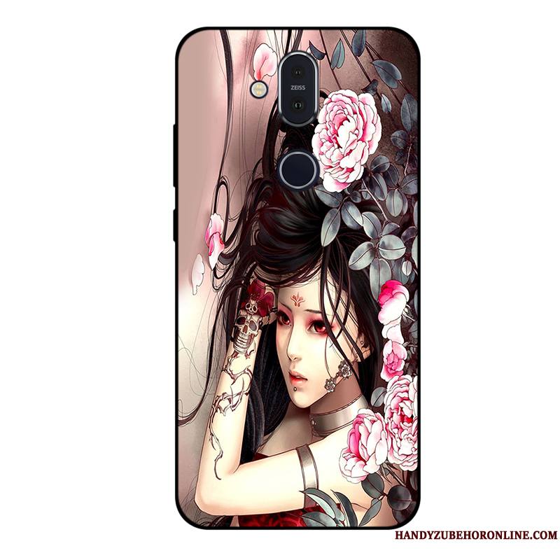 Nokia 8.1 Silicone Gris Incassable Dessin Animé Coque De Téléphone Personnalisé Fluide Doux