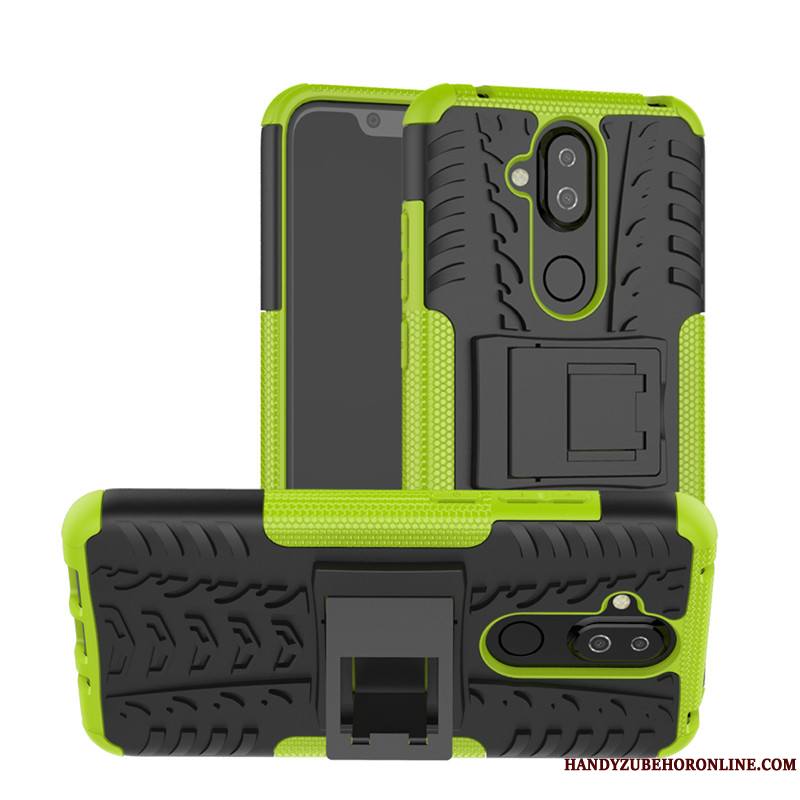 Nokia 8.1 Étui Vert Incassable Support Silicone Coque De Téléphone Protection