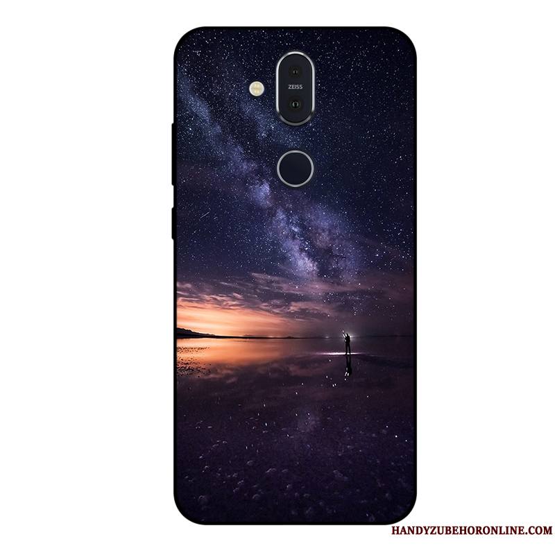 Nokia 8.1 Étui Violet Tout Compris Coque De Téléphone Fluide Doux Ciel Étoilé Protection