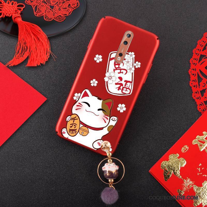 Nokia 8 Chiens Incassable Chat Rouge Étui Richesse Coque De Téléphone