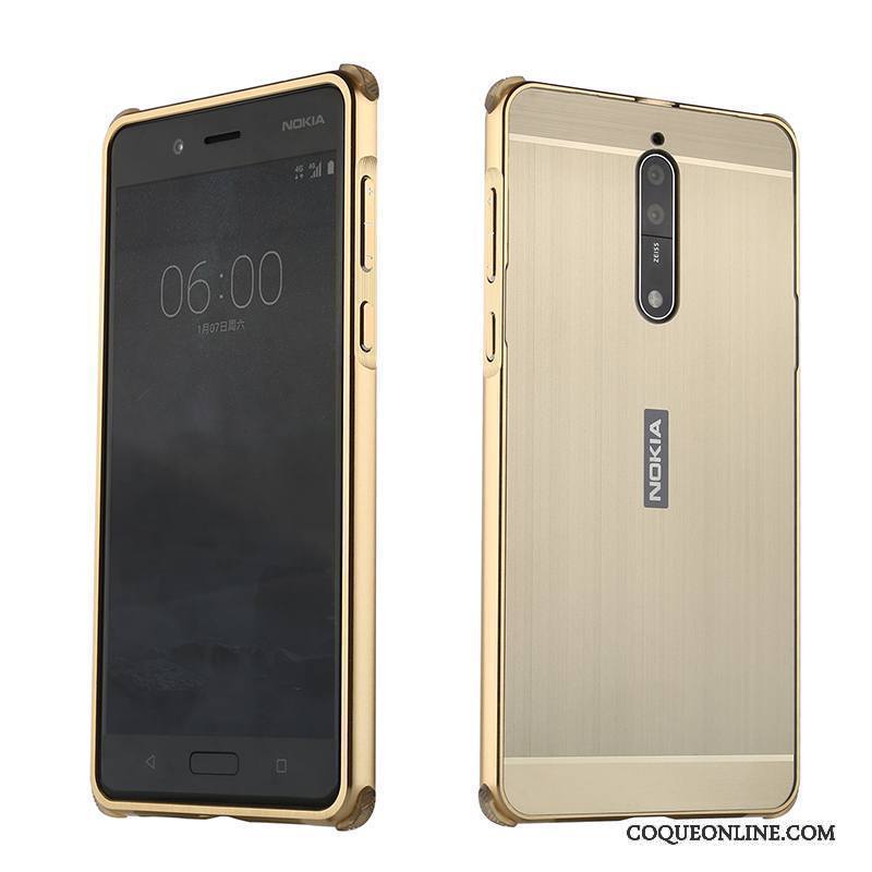 Nokia 8 Coque Personnalité Protection Tendance Étui Argent Incassable Border