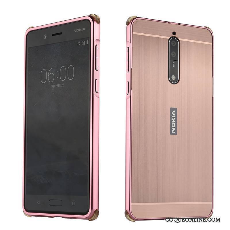 Nokia 8 Coque Personnalité Protection Tendance Étui Argent Incassable Border