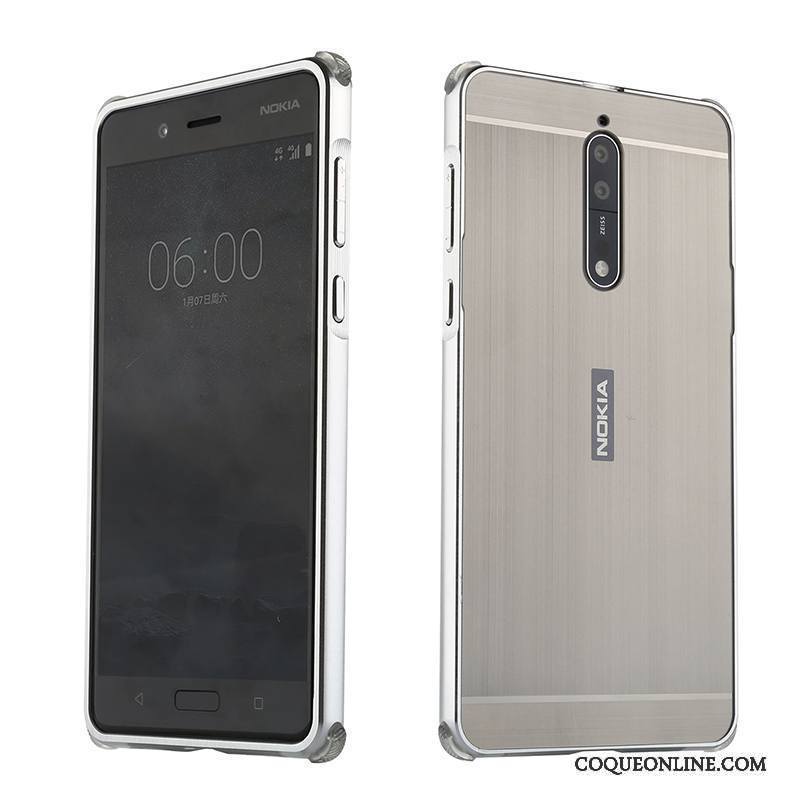 Nokia 8 Coque Personnalité Protection Tendance Étui Argent Incassable Border