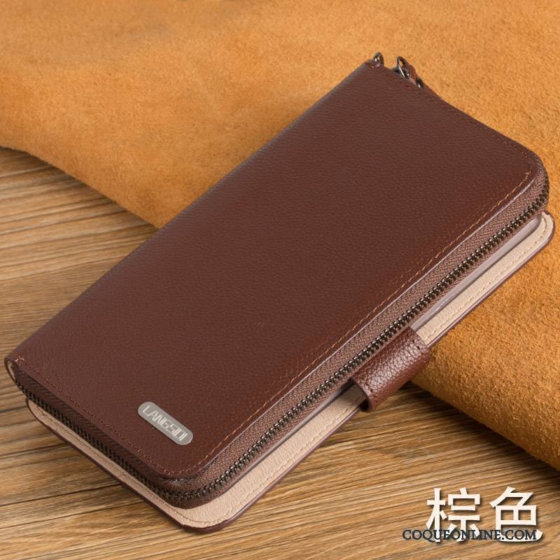 Nokia 8 Coque Tout Compris Protection Tendance Incassable Cuir Véritable Portefeuille Marron