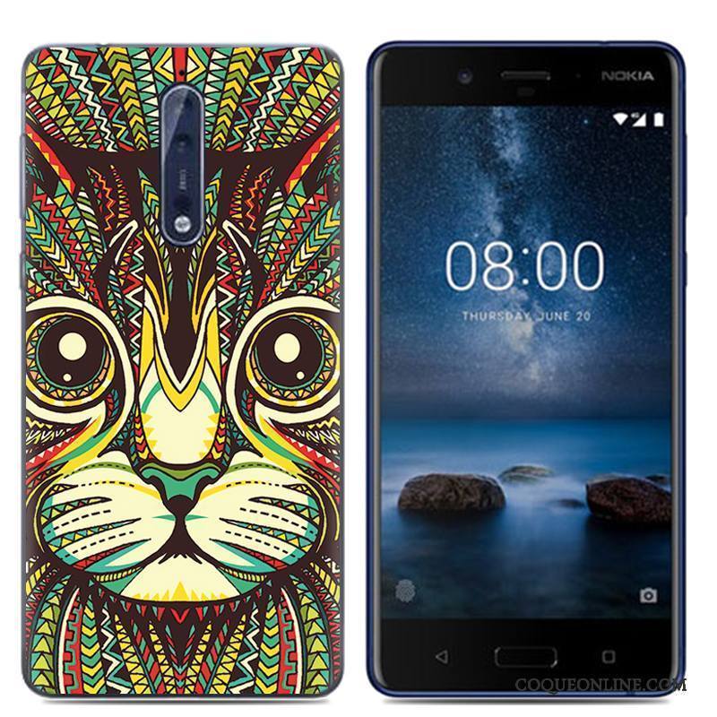 Nokia 8 Dessin Animé Fluide Doux Téléphone Portable Blanc Coque Personnalité Étui