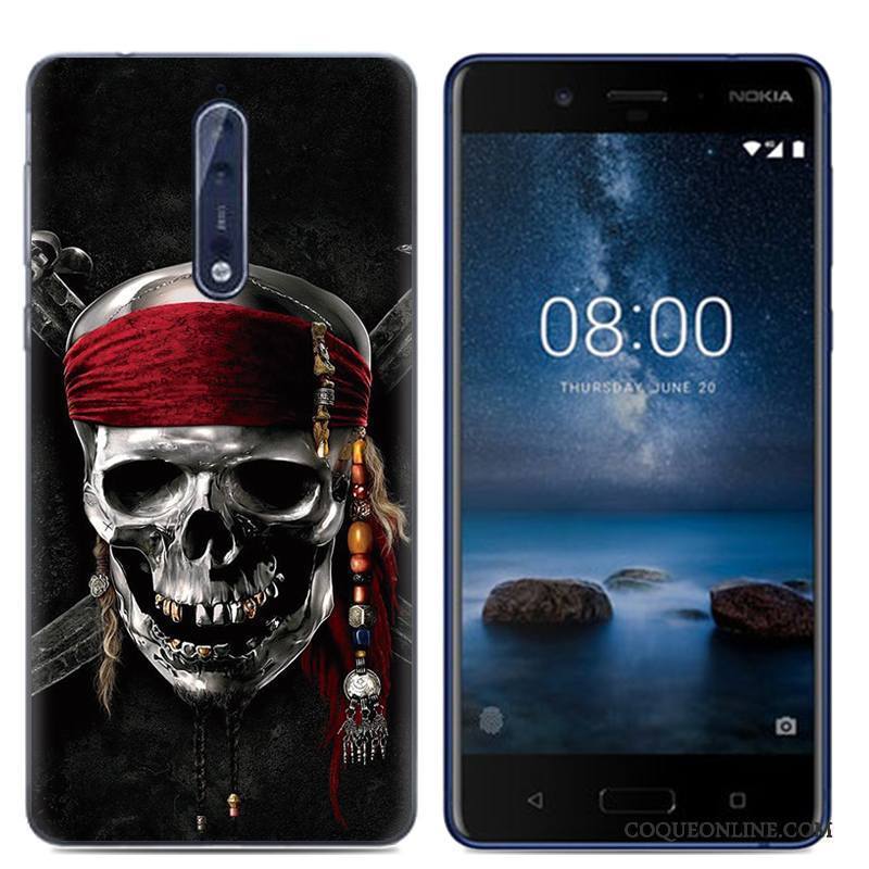 Nokia 8 Dessin Animé Fluide Doux Téléphone Portable Blanc Coque Personnalité Étui