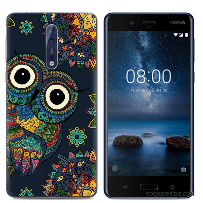 Nokia 8 Dessin Animé Fluide Doux Téléphone Portable Blanc Coque Personnalité Étui