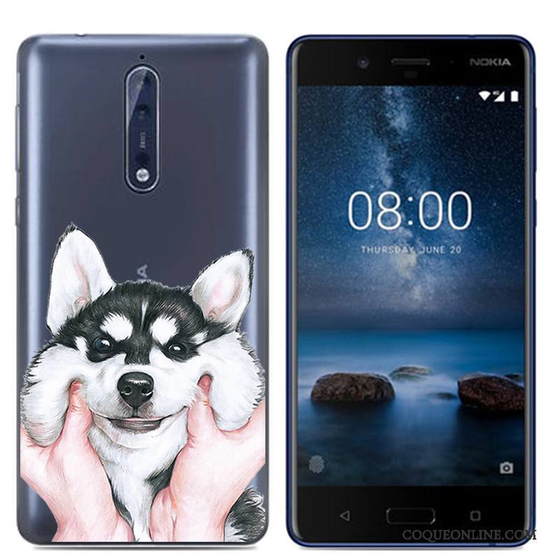 Nokia 8 Dessin Animé Fluide Doux Téléphone Portable Blanc Coque Personnalité Étui