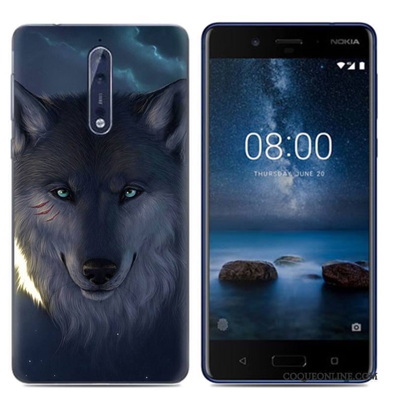 Nokia 8 Dessin Animé Fluide Doux Téléphone Portable Blanc Coque Personnalité Étui