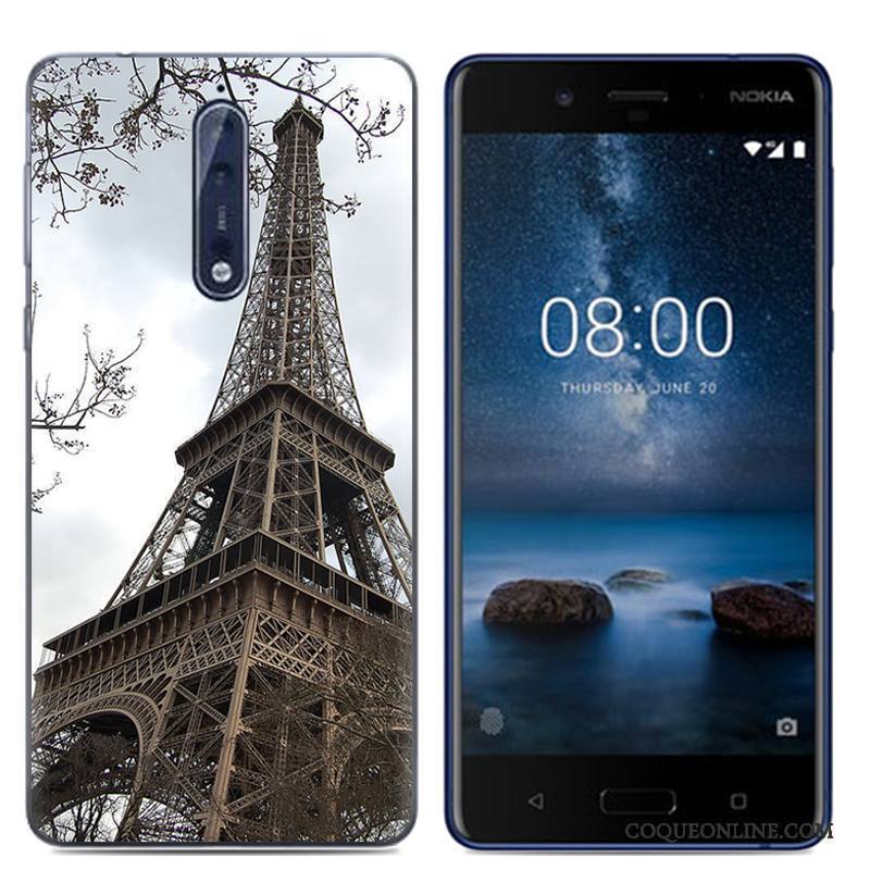 Nokia 8 Dessin Animé Fluide Doux Téléphone Portable Blanc Coque Personnalité Étui