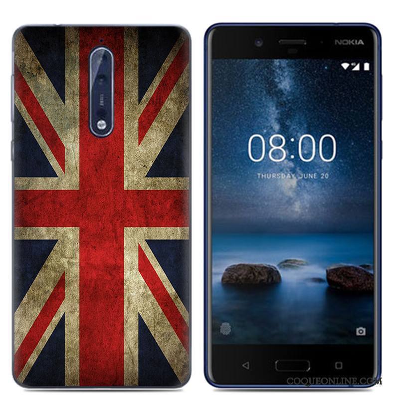 Nokia 8 Dessin Animé Fluide Doux Téléphone Portable Blanc Coque Personnalité Étui